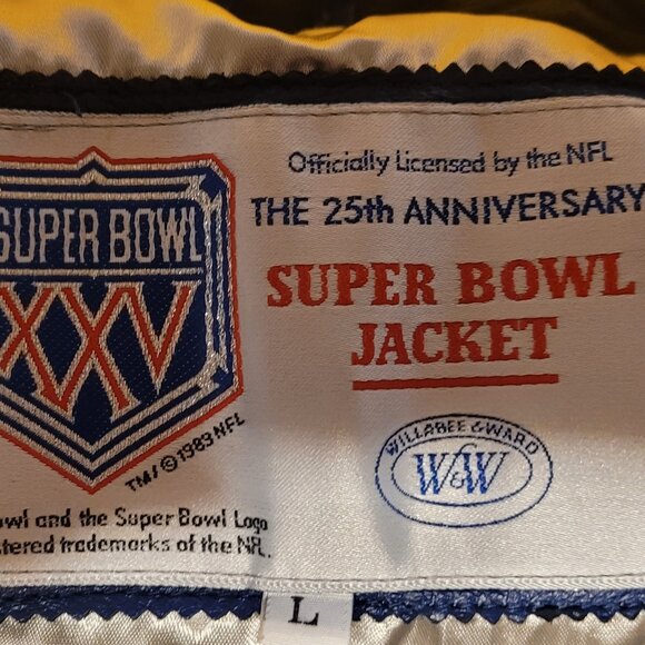 NWT Vintage 1991 Superbowl 25th Anniv Football XXV Lambskin Leather Jacket - Picture 11 of 16